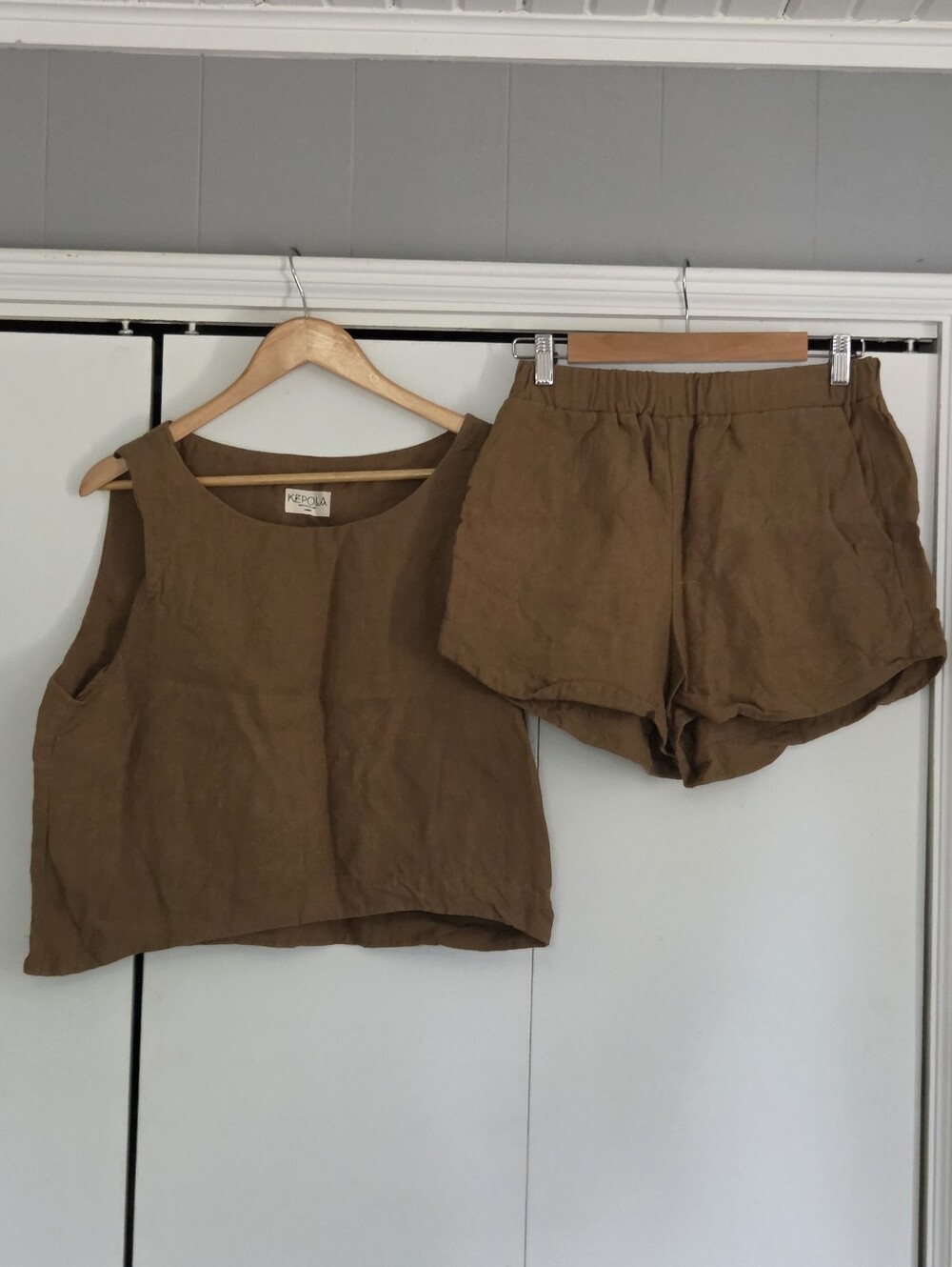 Kepola Casual Brown Linen-Blend Athletic Shorts
